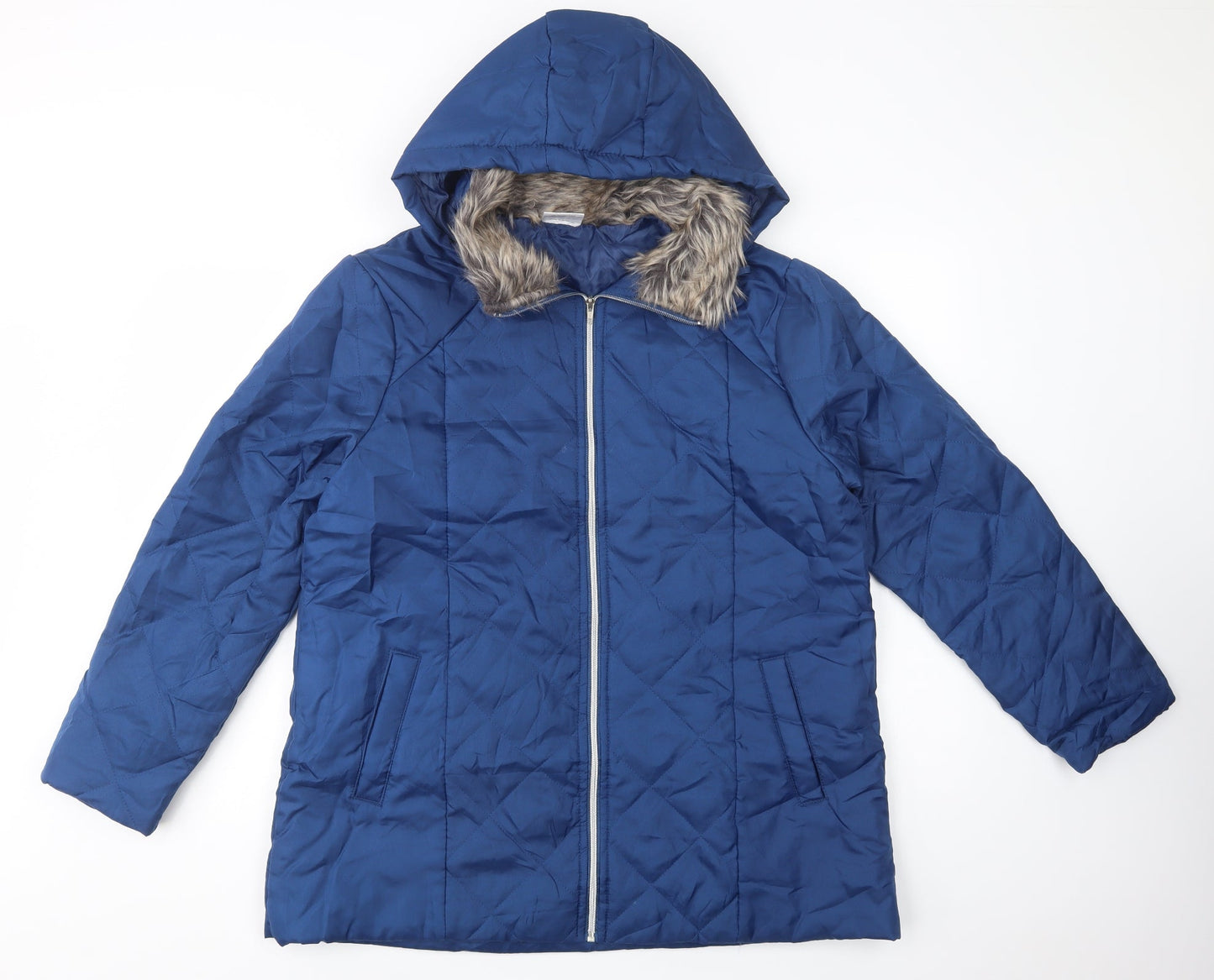 Womens UK Size M Anne De Lancay Blue Quilted Coat