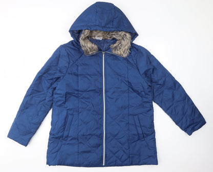 Womens UK Size M Anne De Lancay Blue Quilted Coat