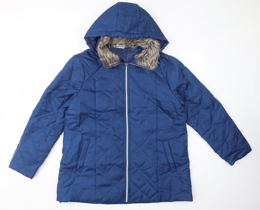 Womens UK Size M Anne De Lancay Blue Quilted Coat