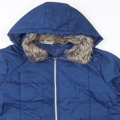 Womens UK Size M Anne De Lancay Blue Quilted Coat