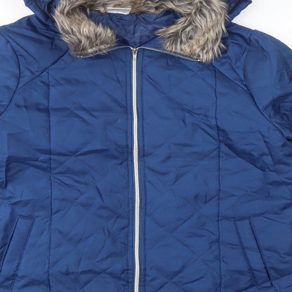 Womens UK Size M Anne De Lancay Blue Quilted Coat