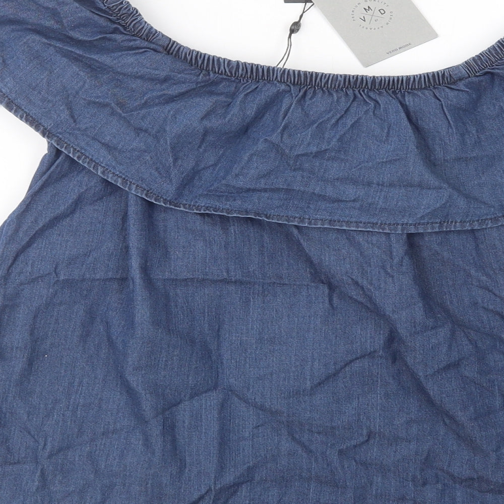 Womens UK Size M VERO MODA Blue Basic Blouse