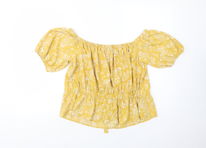 Womens UK Size M Preworn Yellow Basic Blouse