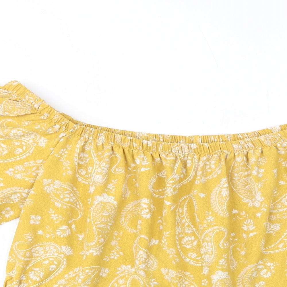 Womens UK Size M Preworn Yellow Basic Blouse