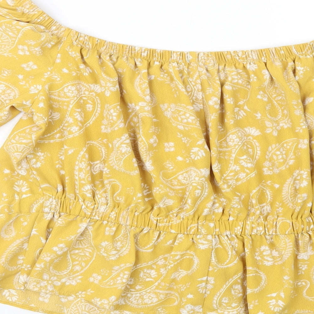 Womens UK Size M Preworn Yellow Basic Blouse