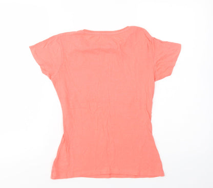 Primark Womens Orange  Cotton Basic T-Shirt Size 4 Crew Neck - Havana