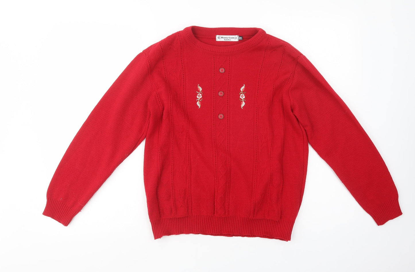 Womens UK Size S Merry Gold Red Pullover Jumper