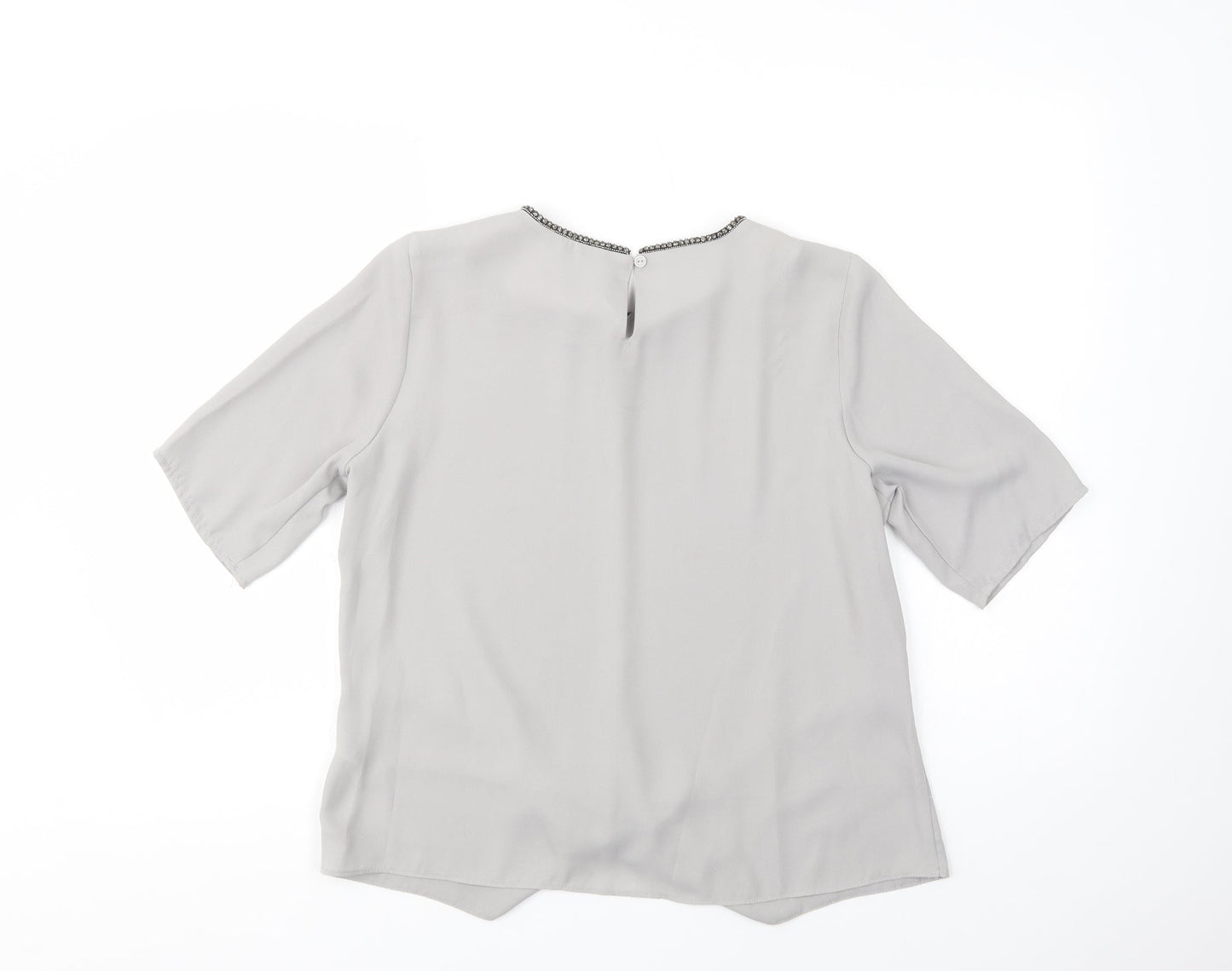 Womens UK Size 10 Gallery Grey Basic Blouse