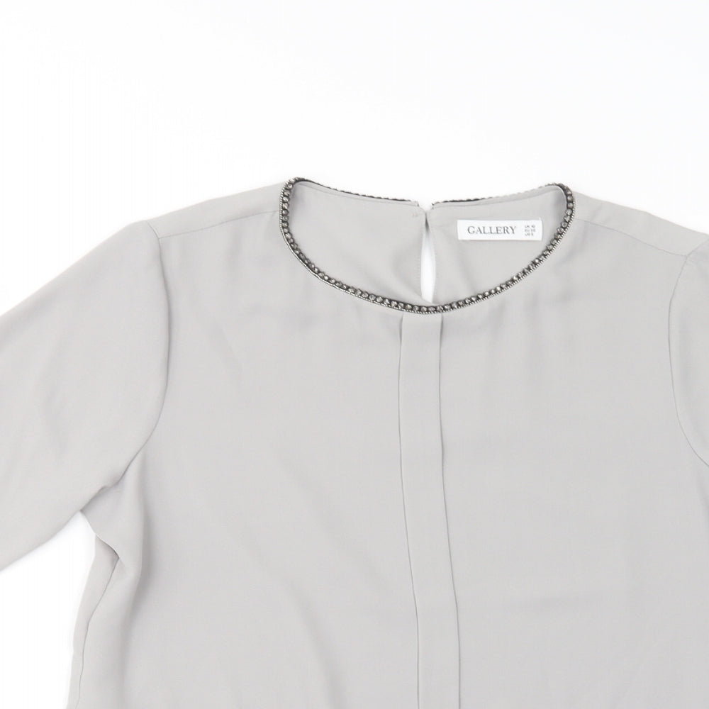 Womens UK Size 10 Gallery Grey Basic Blouse