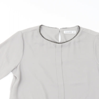 Womens UK Size 10 Gallery Grey Basic Blouse