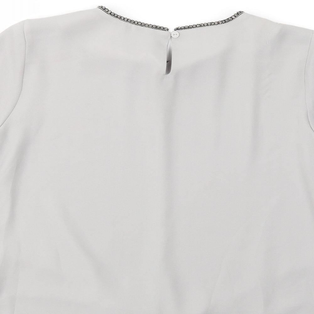 Womens UK Size 10 Gallery Grey Basic Blouse