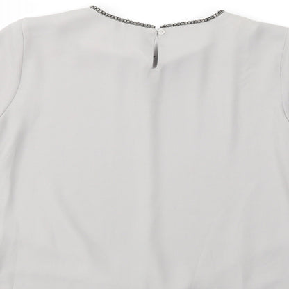 Womens UK Size 10 Gallery Grey Basic Blouse