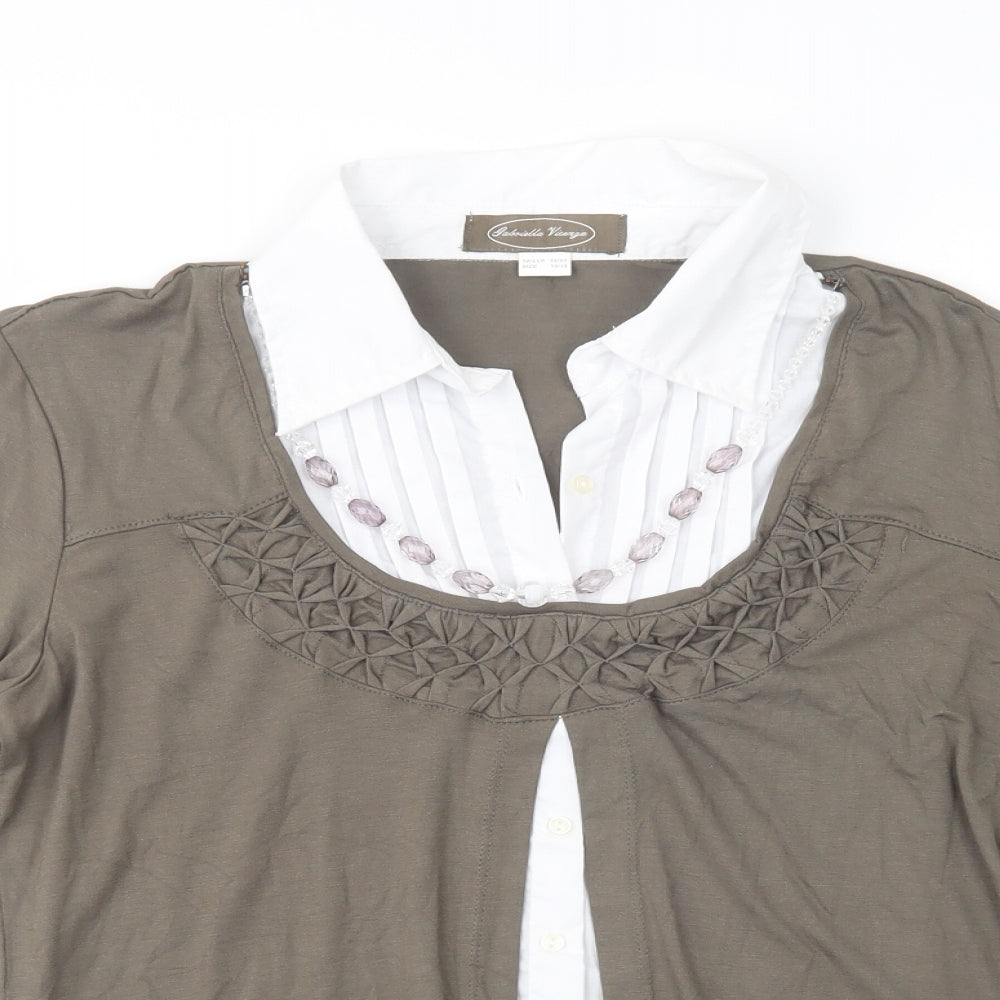 Womens UK Size 10 Gabriella Vicenza Green Basic Blouse