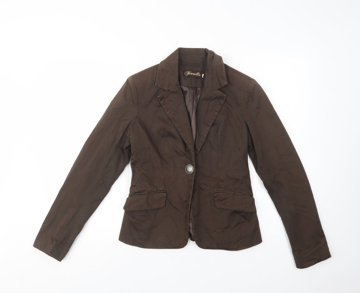 Additional front view of Fionella women’s green jacket blazer, size XS, button