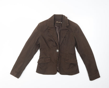 Additional front view of Fionella women’s green jacket blazer, size XS, button