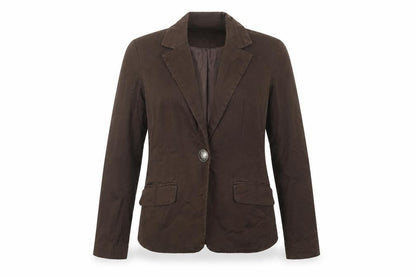 Front view of Fionella women’s green jacket blazer, size XS, button