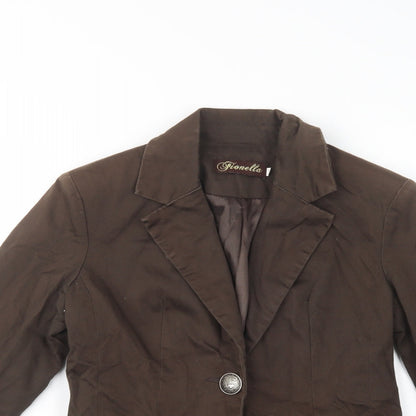 Close-up detail of Fionella women’s green jacket blazer, size XS, button
