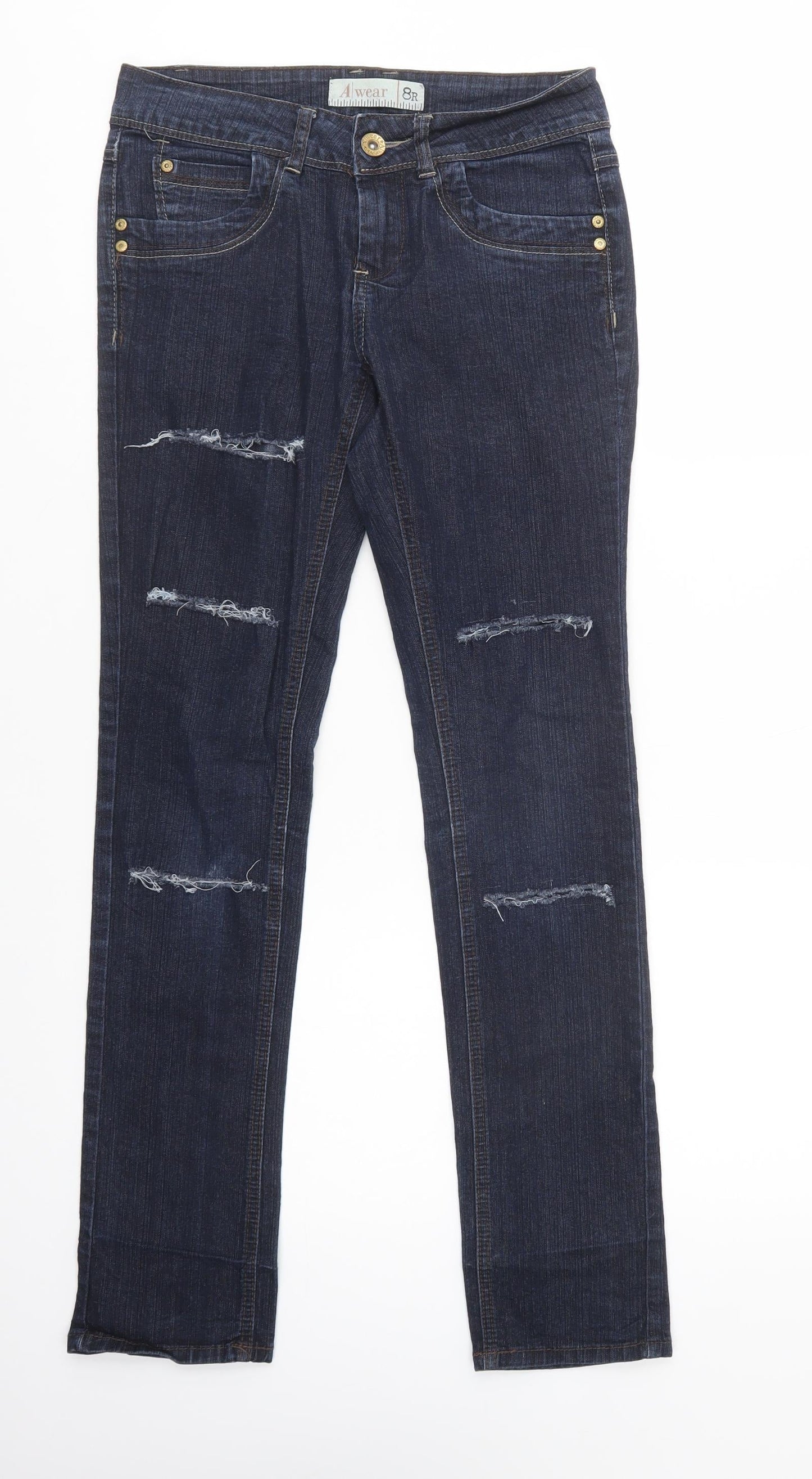A Wear Womens Blue  Cotton Skinny Jeans Size 8 L32 in Regular Button
