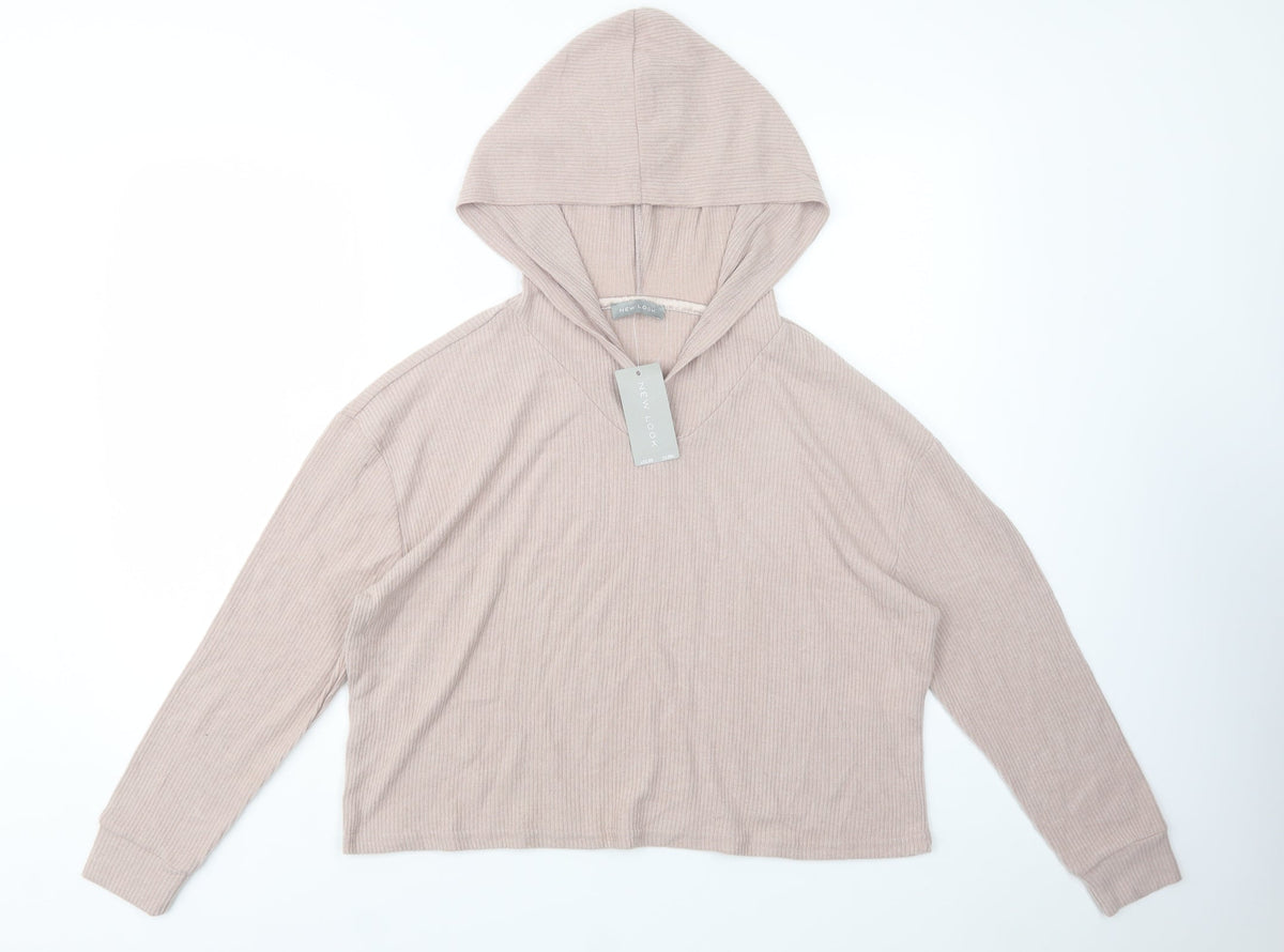Front view of New Look women’s beige polyester top lounge set, size M