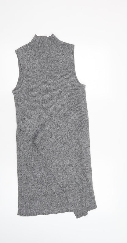 Additional front view of Azalea women’s grey mock neck polyester tunic jumper, size M