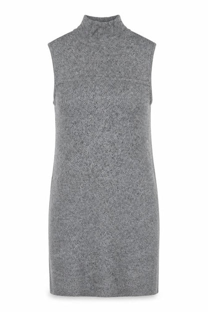 Front view of Azalea women’s grey mock neck polyester tunic jumper, size M