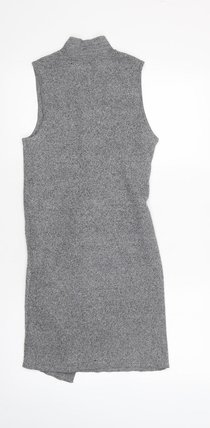 Back view of Azalea women’s grey mock neck polyester tunic jumper, size M