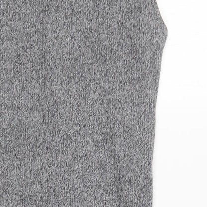 Brand and care label for Azalea women’s grey mock neck polyester tunic jumper, size M