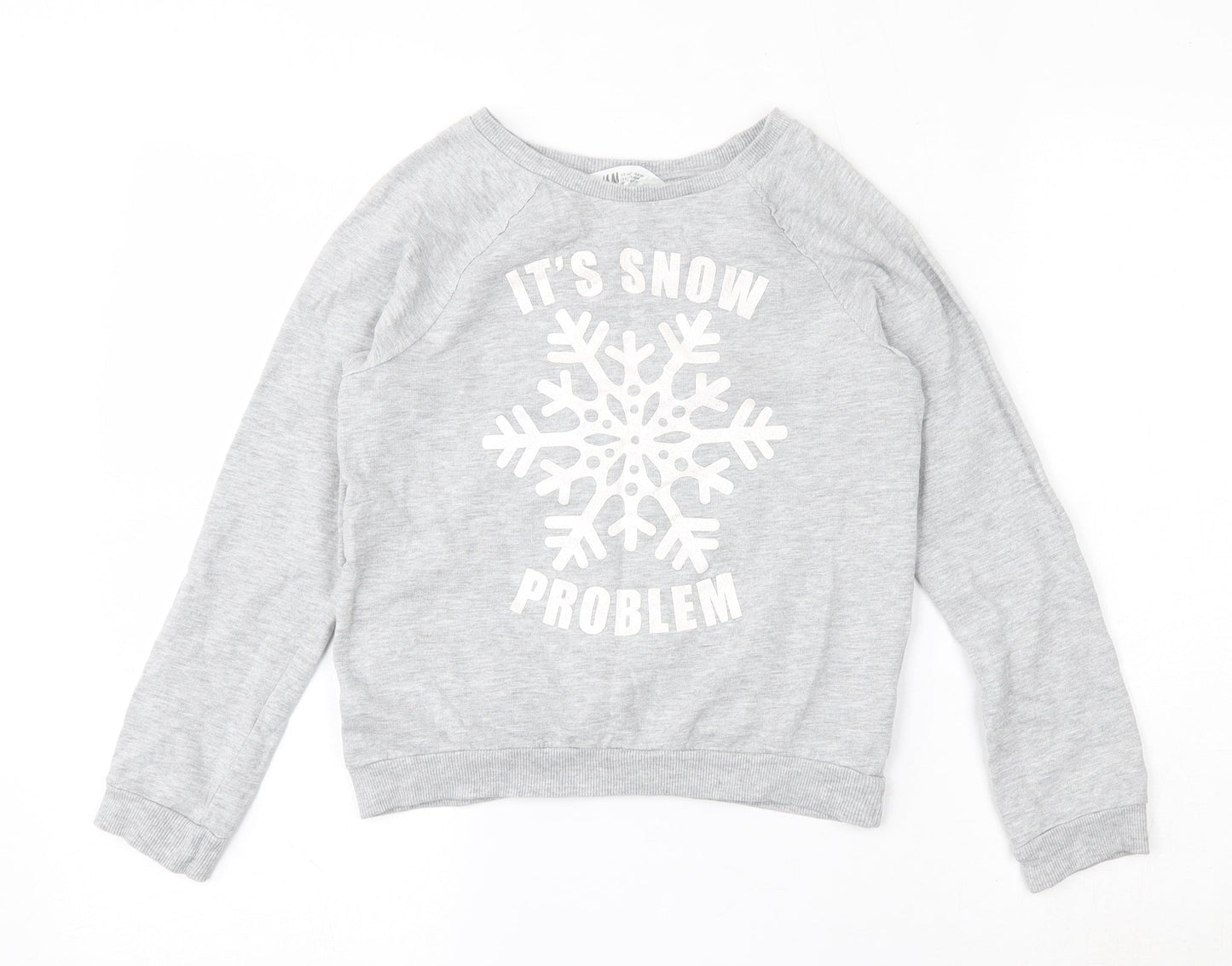 H&M Girls Grey  Cotton Pullover Sweatshirt Size 9-10 Years