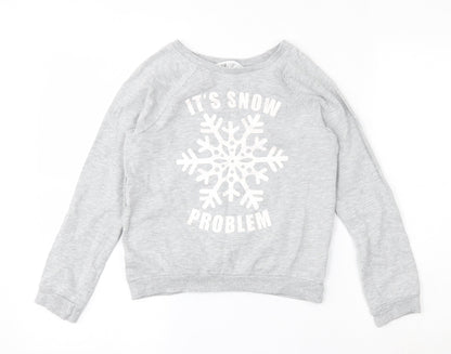H&M Girls Grey  Cotton Pullover Sweatshirt Size 9-10 Years