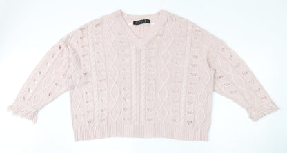 Womens UK Size 8 Religion Pink Pullover Jumper
