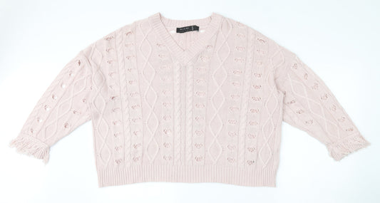 Womens UK Size 8 Religion Pink Pullover Jumper