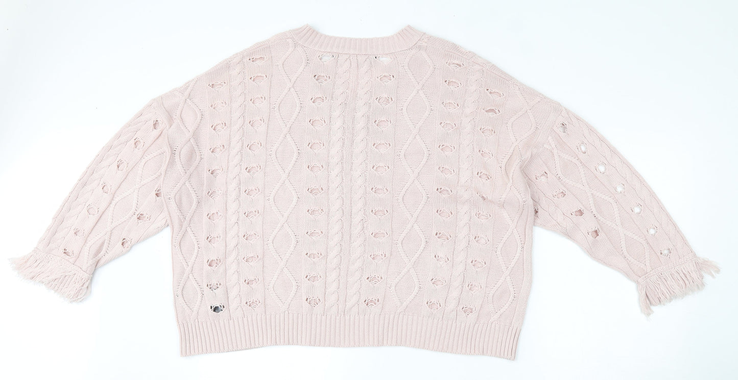 Womens UK Size 8 Religion Pink Pullover Jumper