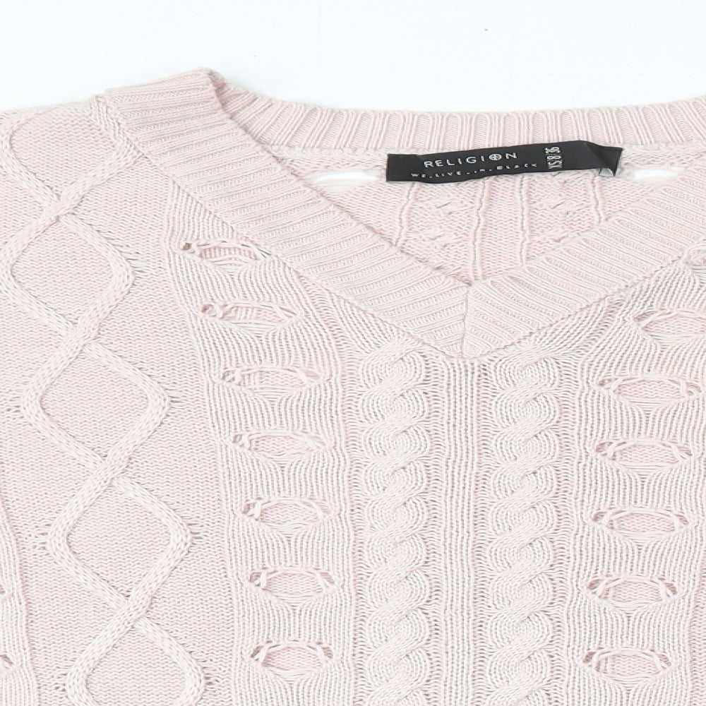 Womens UK Size 8 Religion Pink Pullover Jumper