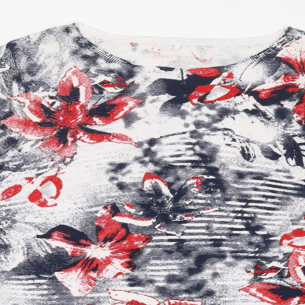 Gerry Weber Womens Blue Round Neck Geometric 100% Cotton Pullover Jumper Size 12