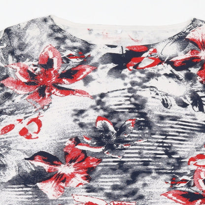 Gerry Weber Womens Blue Round Neck Geometric 100% Cotton Pullover Jumper Size 12