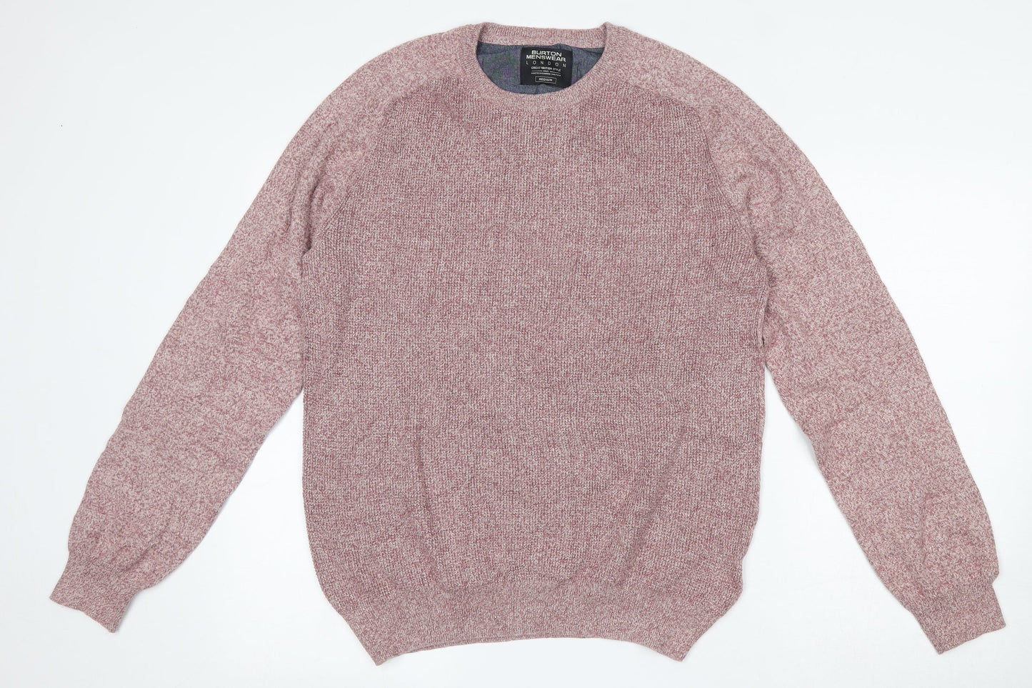 Burton Mens Pink Round Neck  Cotton Pullover Jumper Size M