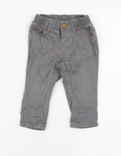H&M Boys Grey  100% Cotton Jogger Jeans Size 6-9 Months  Button
