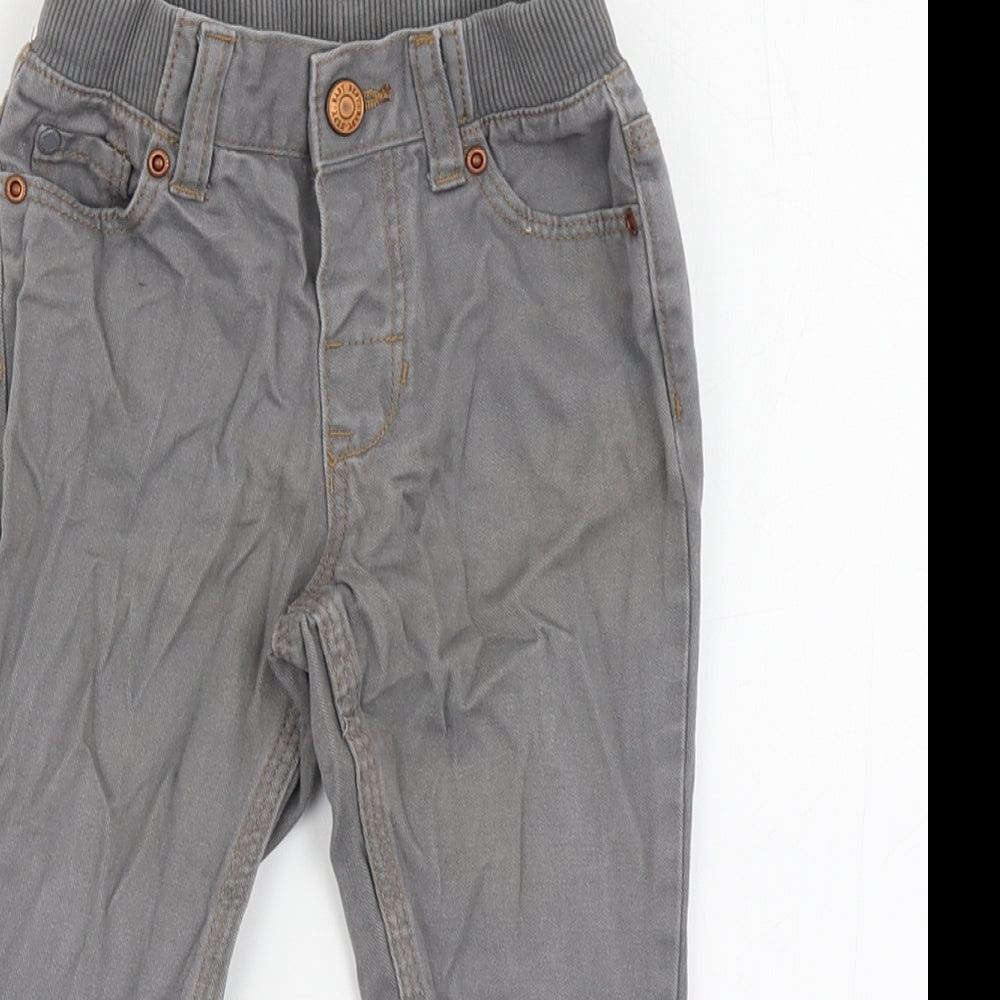 H&M Boys Grey  100% Cotton Jogger Jeans Size 6-9 Months  Button