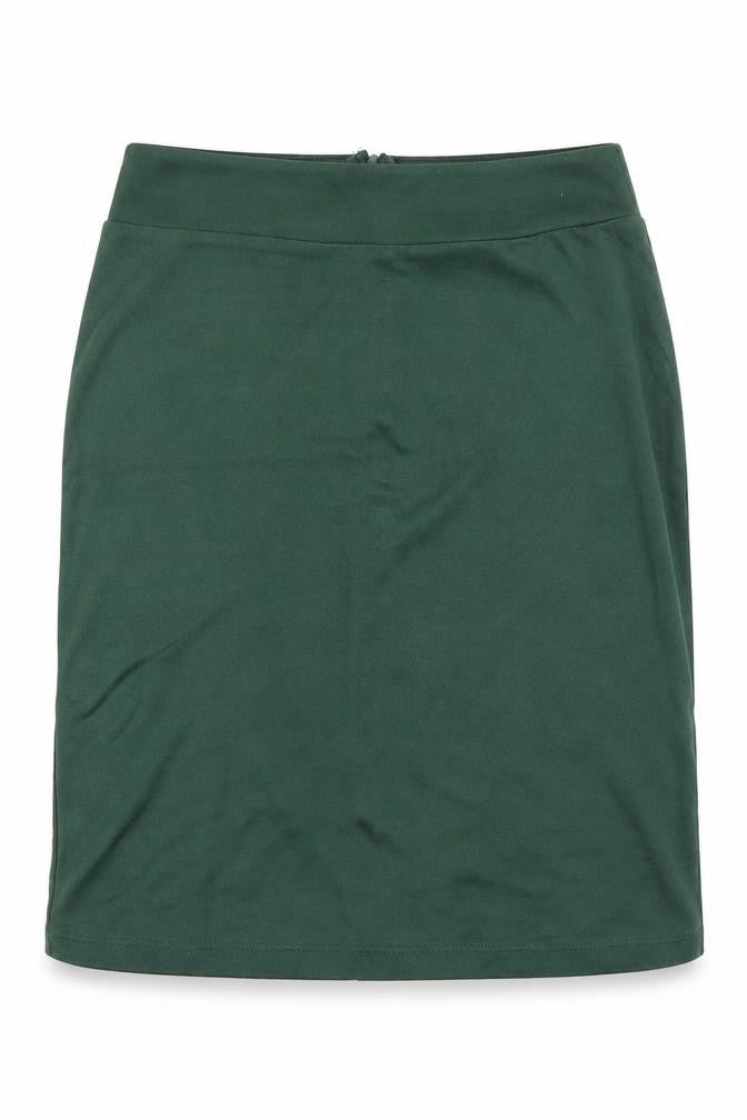Front view of Body Flirt women’s green polyester a-line skirt, size S, zip
