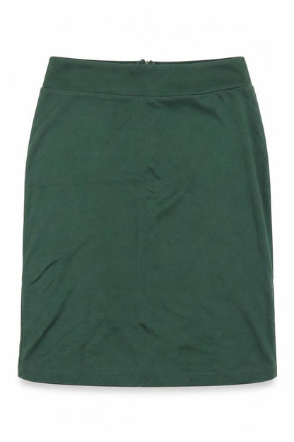 Front view of Body Flirt women’s green polyester a-line skirt, size S, zip