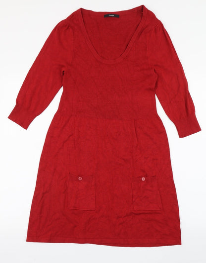 George Womens Red  Viscose Jumper Dress  Size 16  Scoop Neck Pullover