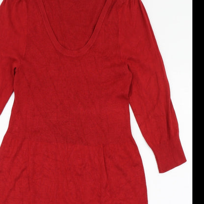 George Womens Red  Viscose Jumper Dress  Size 16  Scoop Neck Pullover