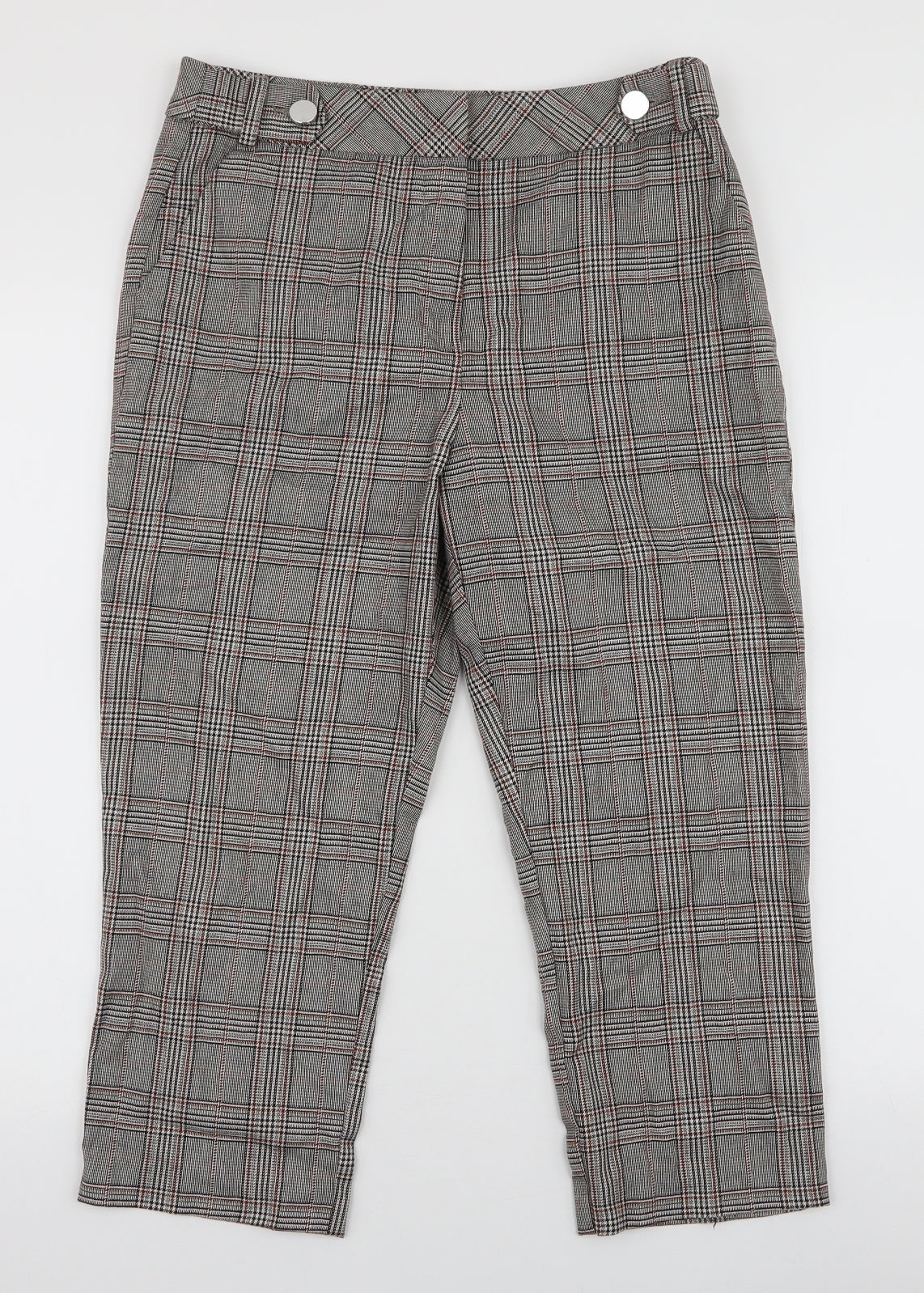 F&F Womens Multicoloured Plaid Polyester Capri Trousers Size 10 L21 in Regular Zip