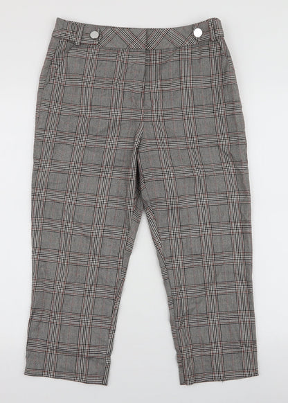 F&F Womens Multicoloured Plaid Polyester Capri Trousers Size 10 L21 in Regular Zip