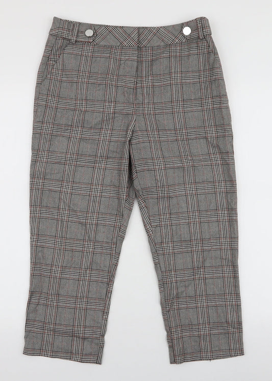 F&F Womens Multicoloured Plaid Polyester Capri Trousers Size 10 L21 in Regular Zip