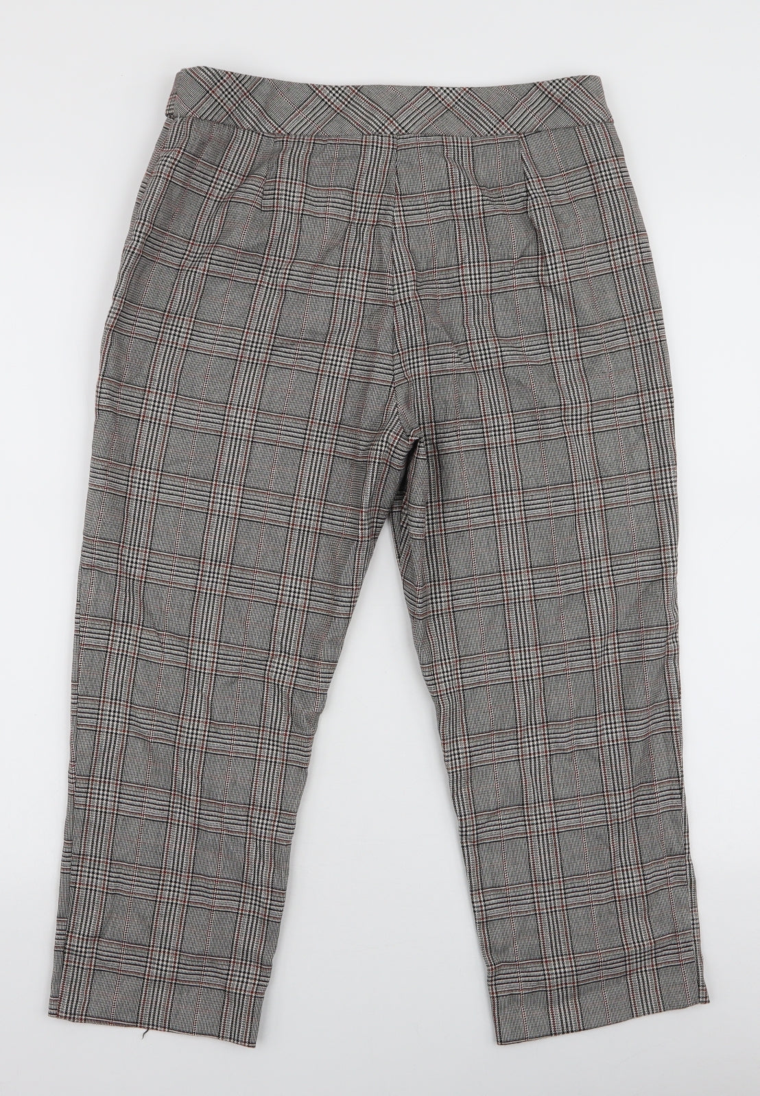 F&F Womens Multicoloured Plaid Polyester Capri Trousers Size 10 L21 in Regular Zip