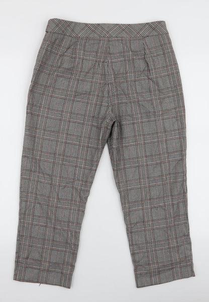 F&F Womens Multicoloured Plaid Polyester Capri Trousers Size 10 L21 in Regular Zip