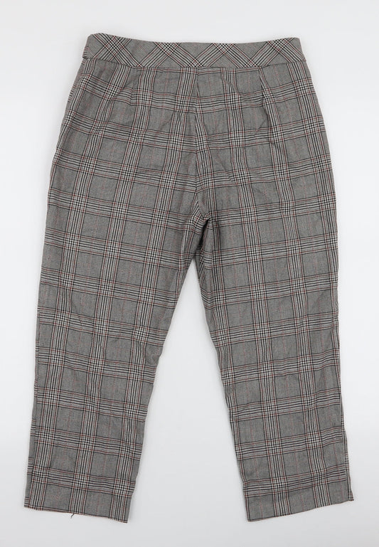 F&F Womens Multicoloured Plaid Polyester Capri Trousers Size 10 L21 in Regular Zip