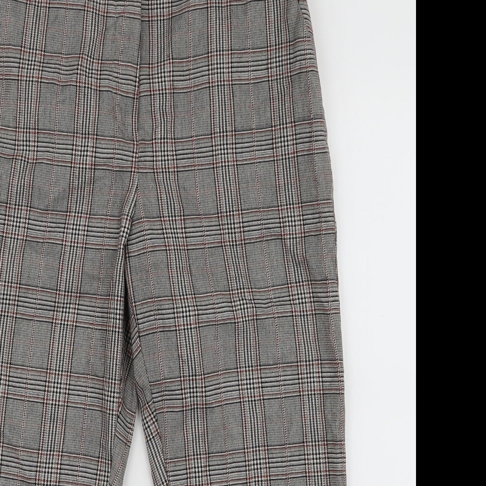 F&F Womens Multicoloured Plaid Polyester Capri Trousers Size 10 L21 in Regular Zip
