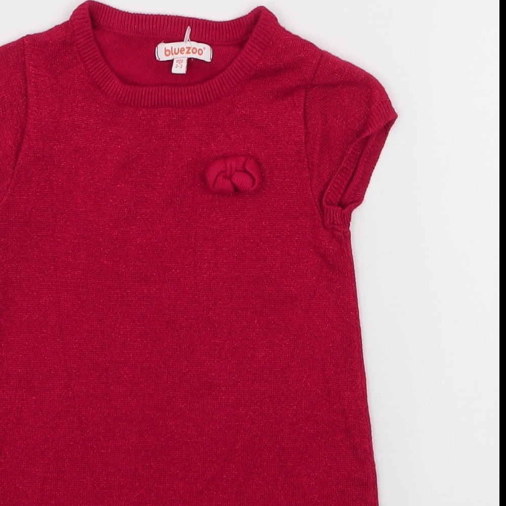 Blue Zoo Girls Red  Viscose A-Line  Size 2-3 Years  Round Neck Pullover